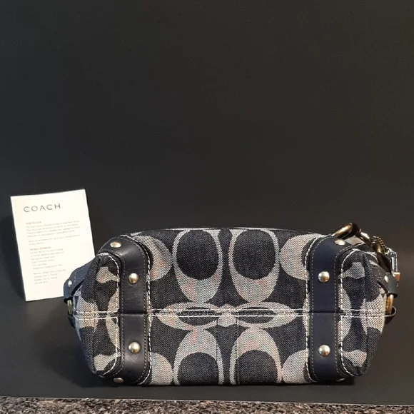 Coach Signature Denim Navy Shoulder Bag - Picture 13 of 14